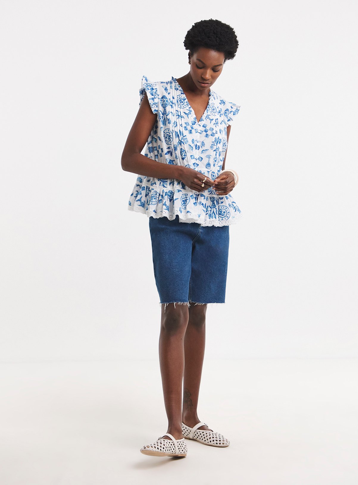 JD WILLIAMS Printed Frill Sleeve Vest 14 - Image 3 thumbnail